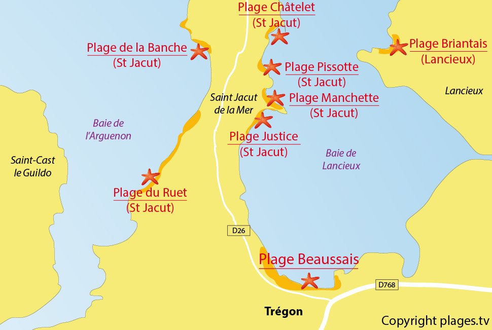 Plan des plages de Trégon (22)