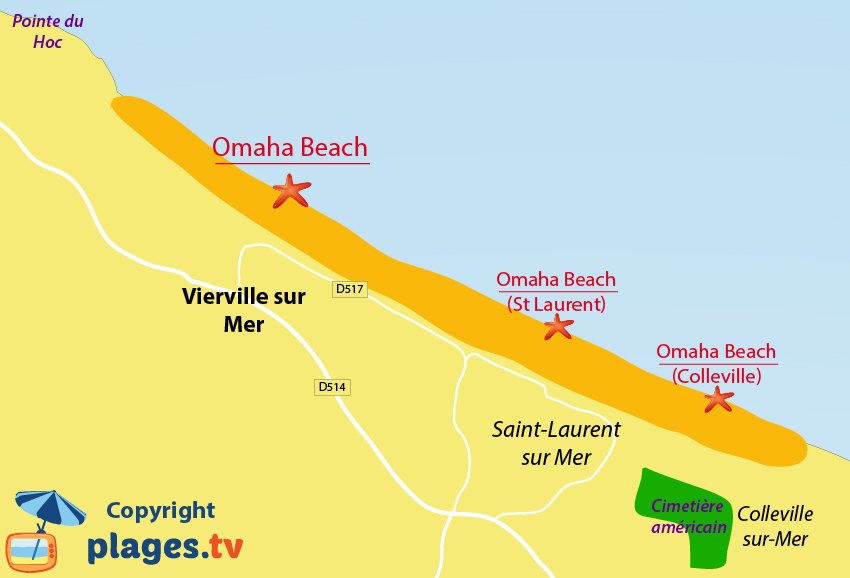 Plan des plages de Vierville sur Mer