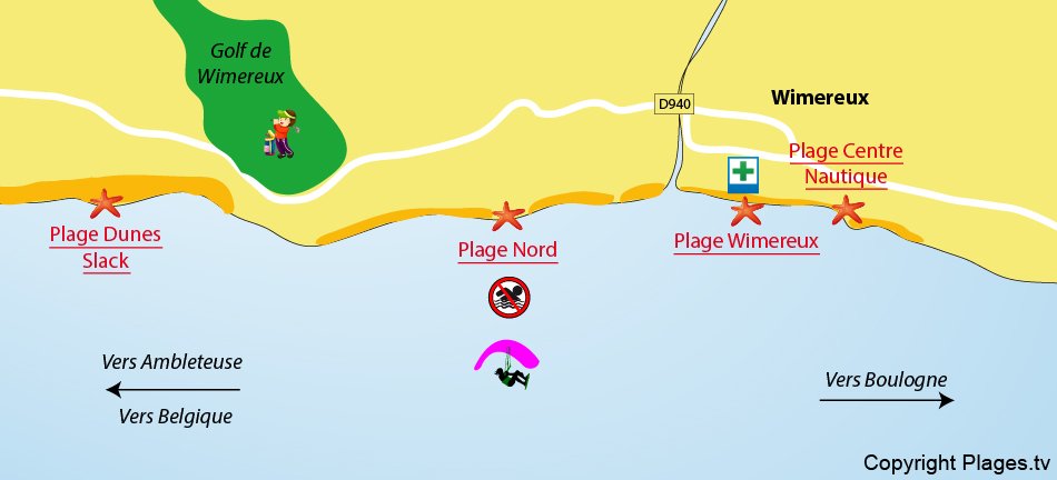 Plan des plages de Wimereux