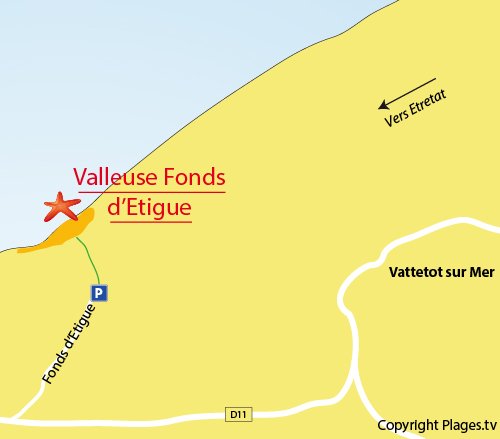 Map of Valleuse d'Etigue Beach - Les Loges