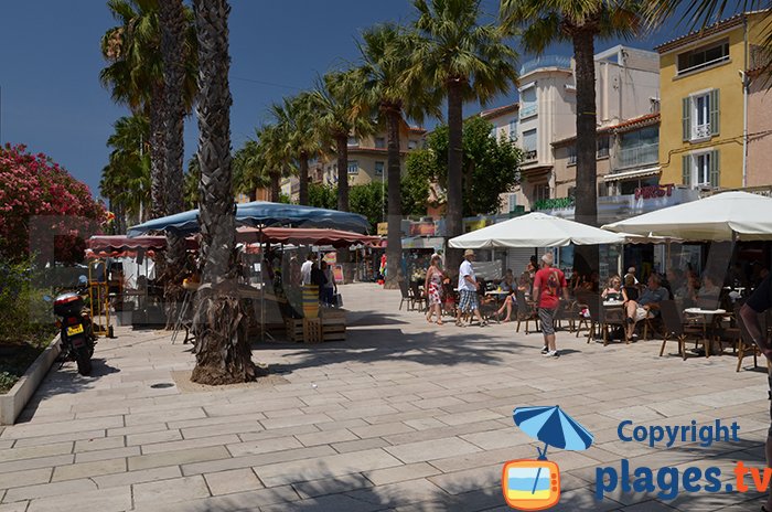 Un vivace strada vicino al porto di Bandol