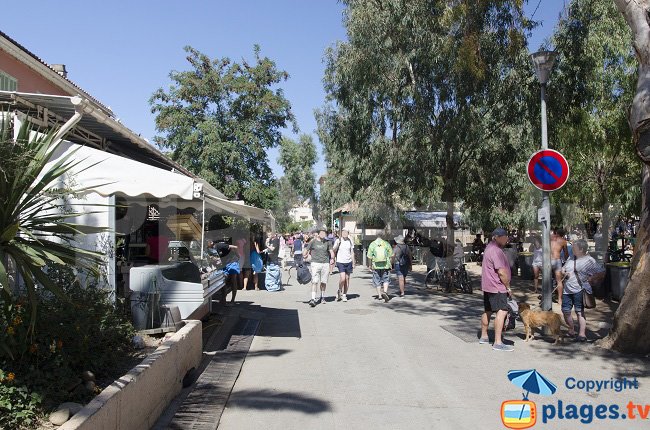 Shopping street in Porquerolles in France