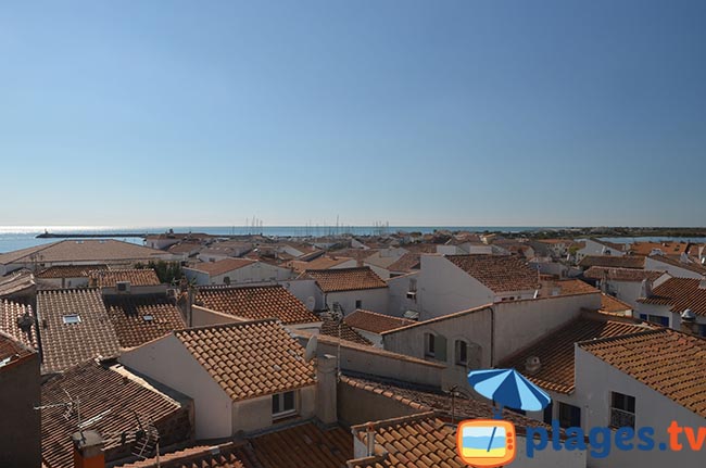 View of the village of Saintes Maries de la Mer